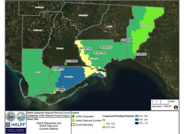 ARPC nine county vulnerability assessment USGS streamflow and NOAA tides map