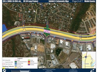 schematic map of right of way US 59 International Blvd to Loop 20 Interchange